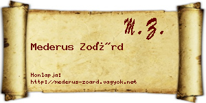 Mederus Zoárd névjegykártya